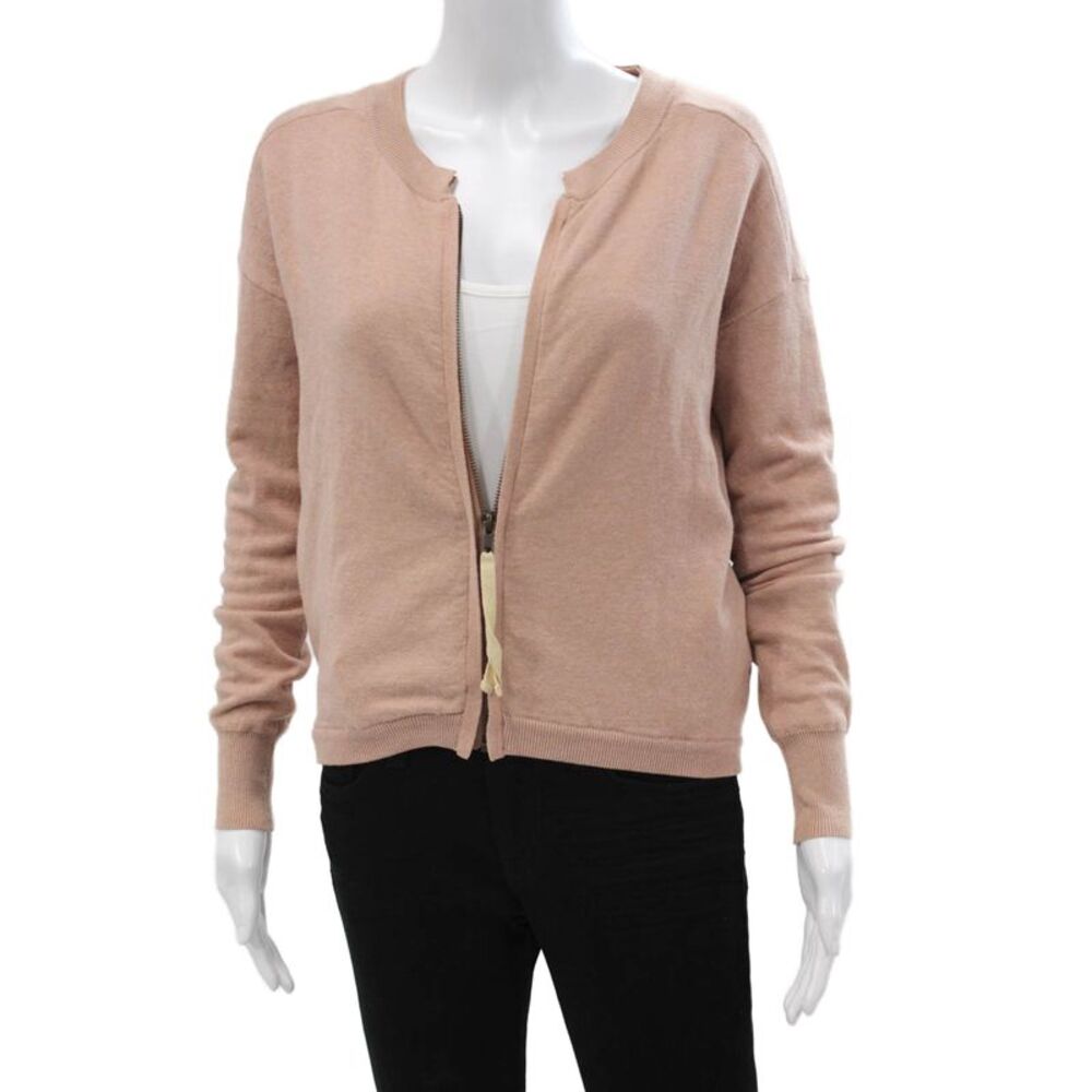 Humanoid Women Cardigan Pink Long Sleeve Round Neck Cotton Elastane Size XS